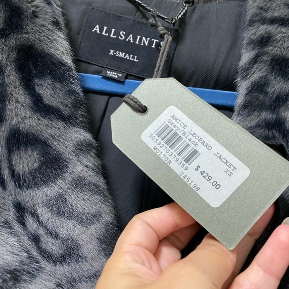 ALLSAINTS Amice leopard faux fur coat - Picture 2 of 8